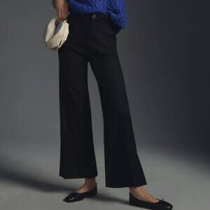 Colette Linen Blend Crop Wide-Leg Pants by Maeve (27) Excellent Condition